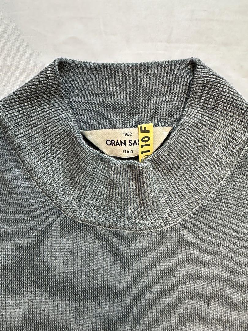 【美品クリーニング済】GRAN SASSOグランサッソグレーウールモクネック48 画像2
