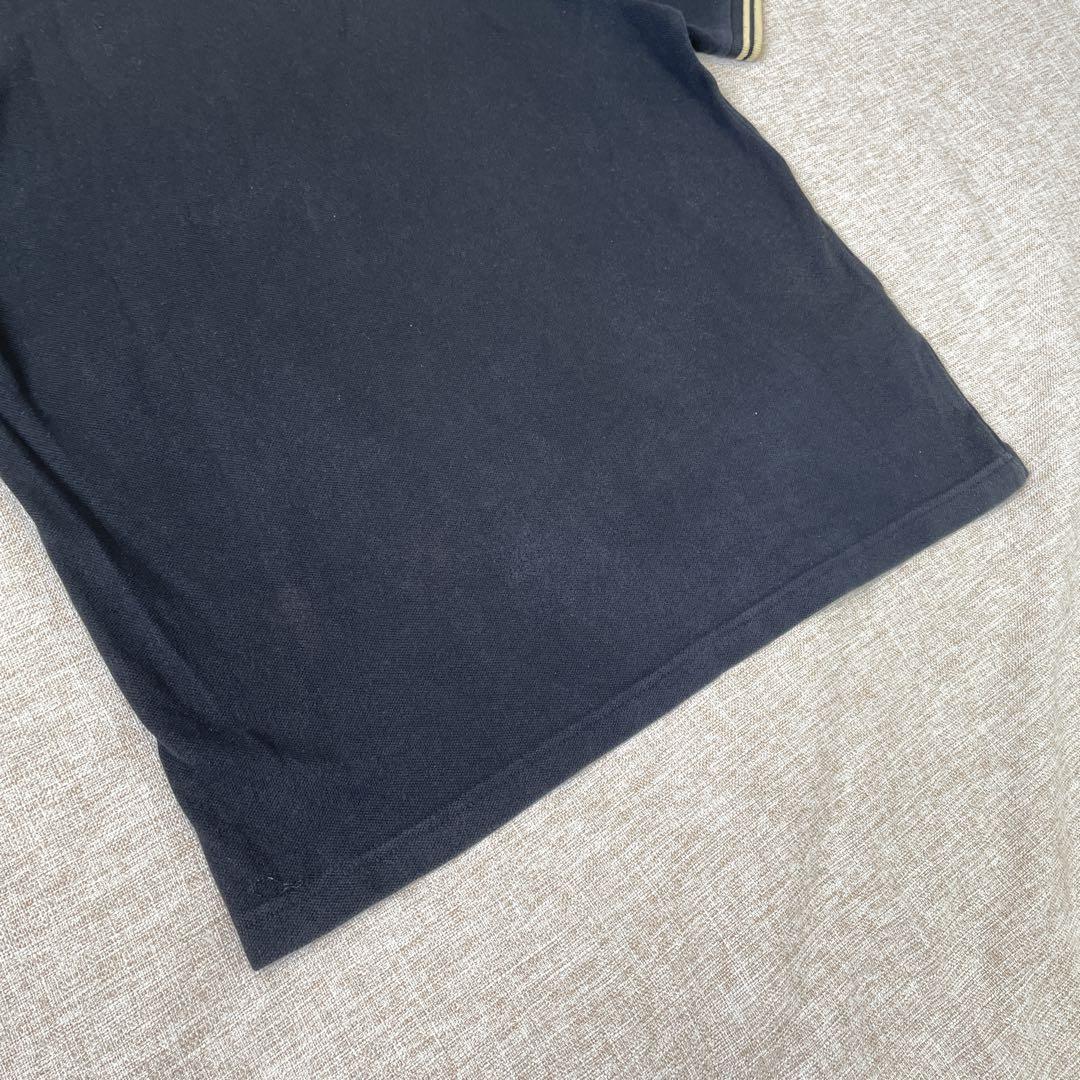 FRED PERRY ブラック×ゴールド M12 英国製 ポロシャツ 42サイズ