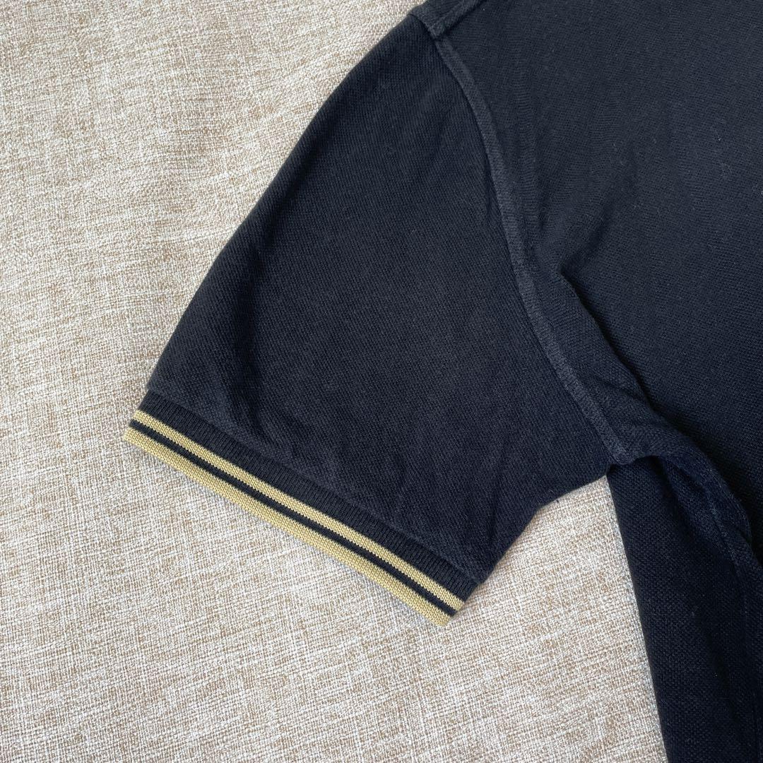 FRED PERRY ブラック×ゴールド M12 英国製 ポロシャツ 42サイズ