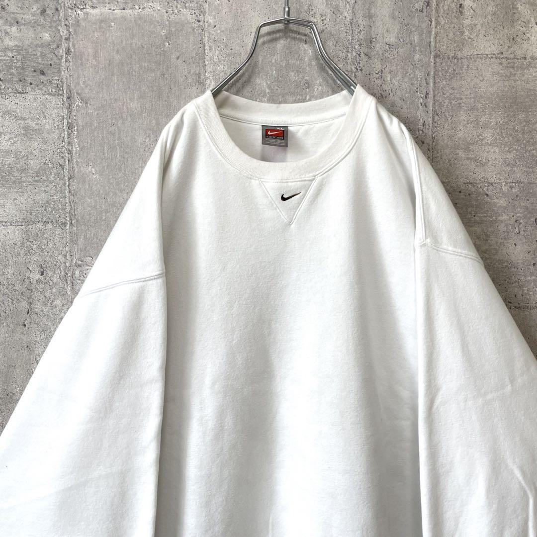 vintage NIKE ナイキ センターロゴ XL オーバー スウェット 白