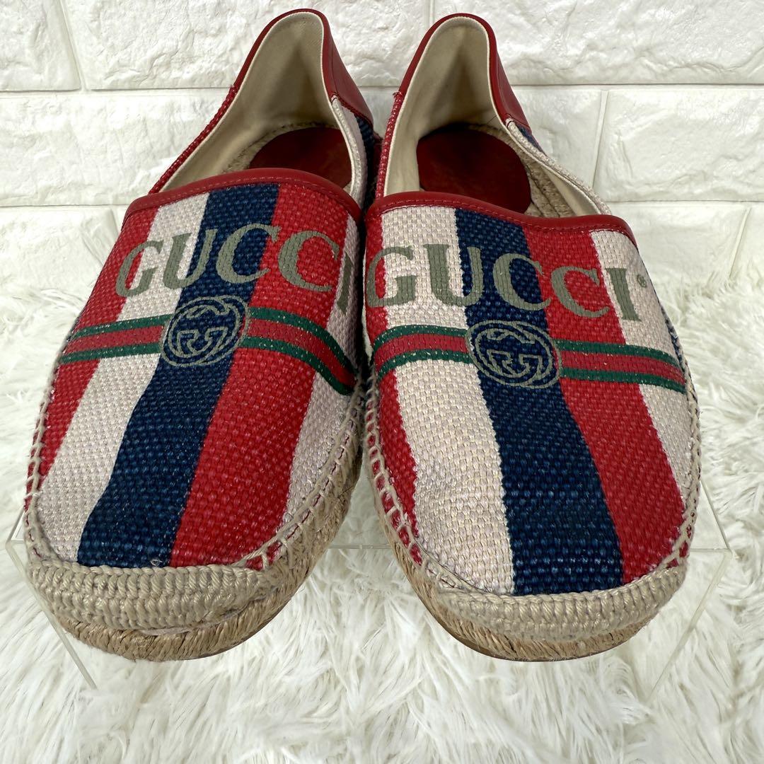 GUCCI エスパドリーユ GG シェリーライン トリコロール ビー スリッポン