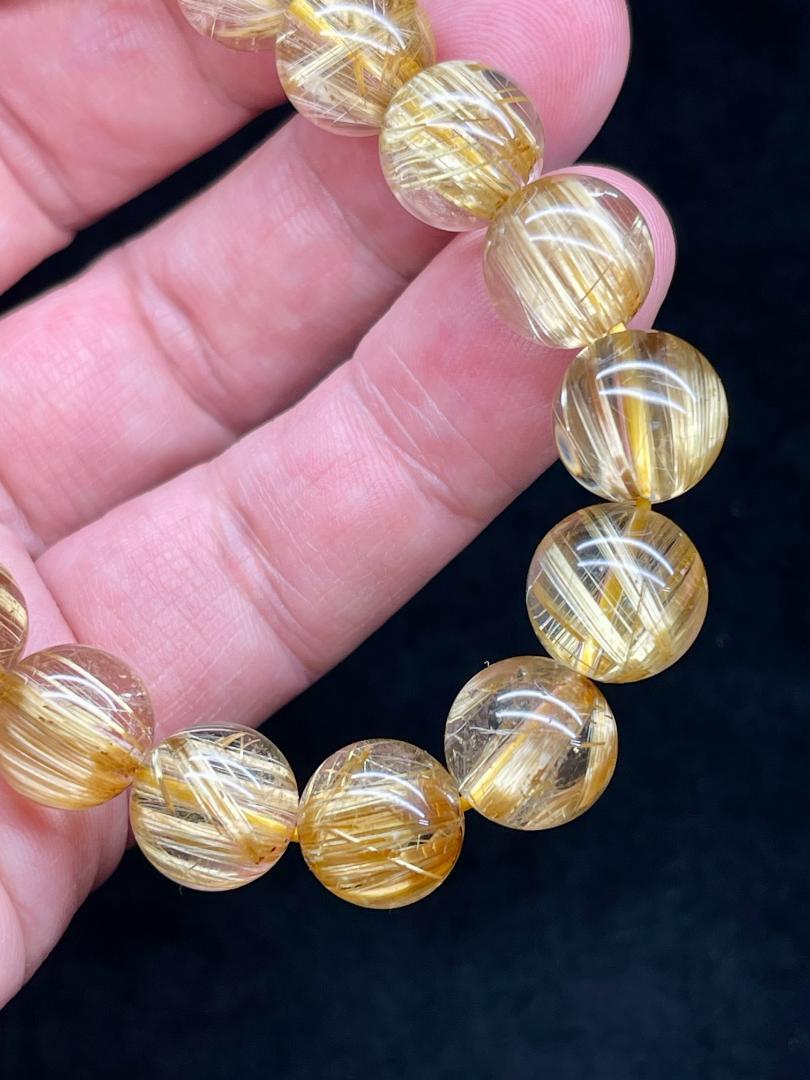 最高品質キャッツアイルチルクォーツ ブレスレット 12ｍｍ　18.5cm