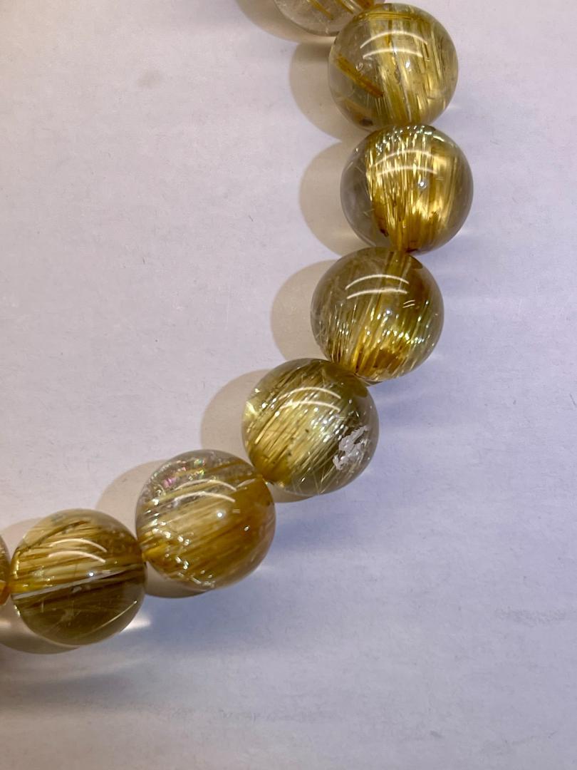 最高品質キャッツアイルチルクォーツ ブレスレット 12ｍｍ　18.5cm