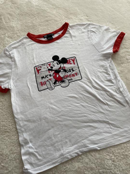 1回着 Zara ミッキーtシャツ L ディズニー レトロミッキー メルカリ