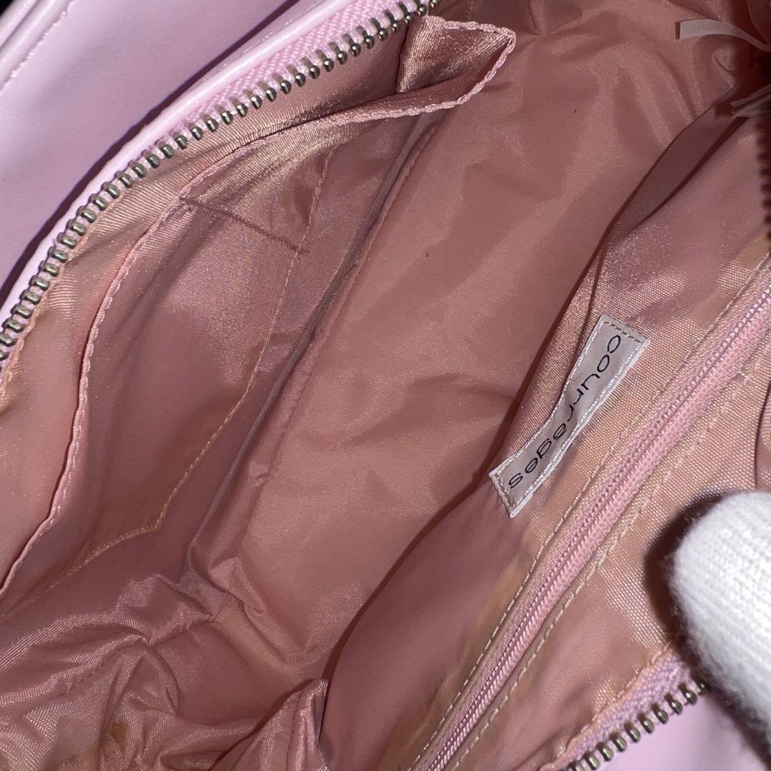 courrèges クレージュ トートバッグ　ロゴ金具　レザー　ピンク　カバン