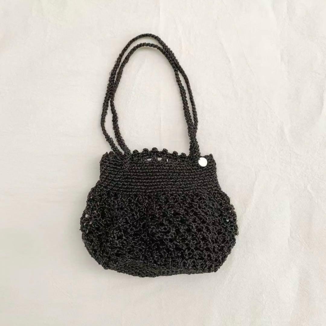 OUNCE glitter handmade bag ブラック