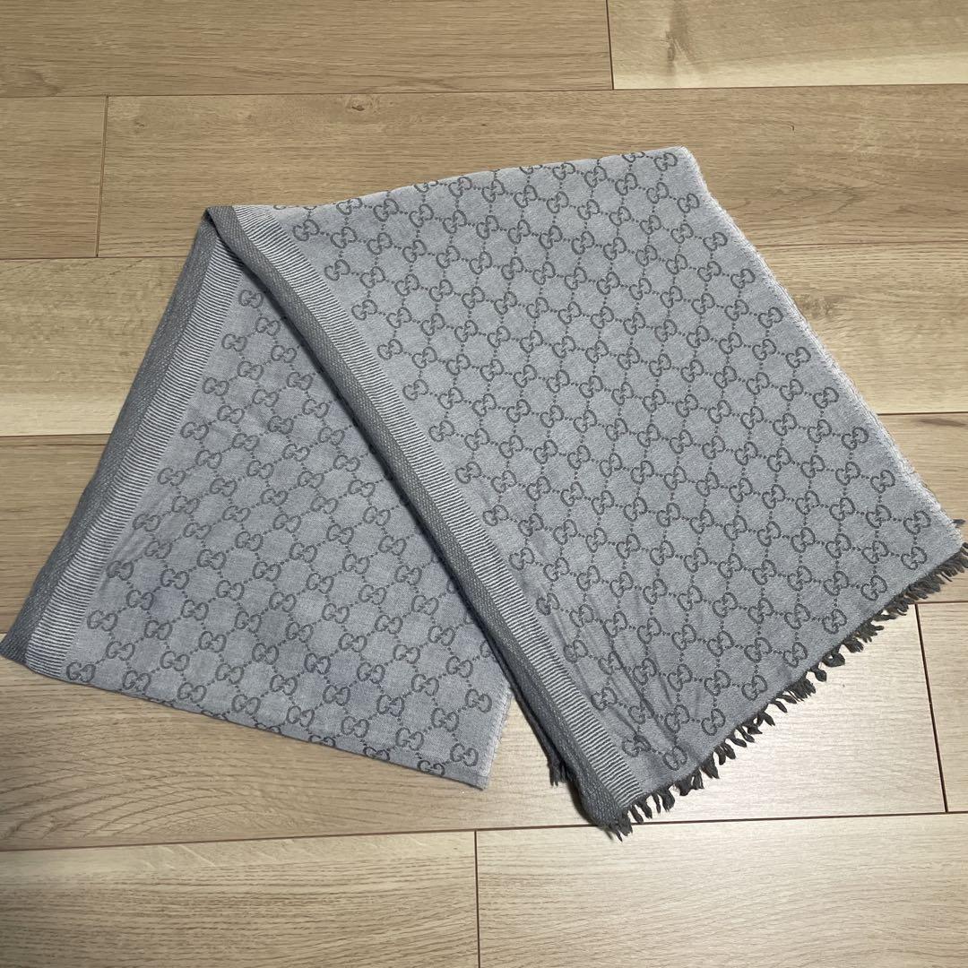 GUCCI グッチ GGパターン ウィンタースカーフ マフラー グレー
