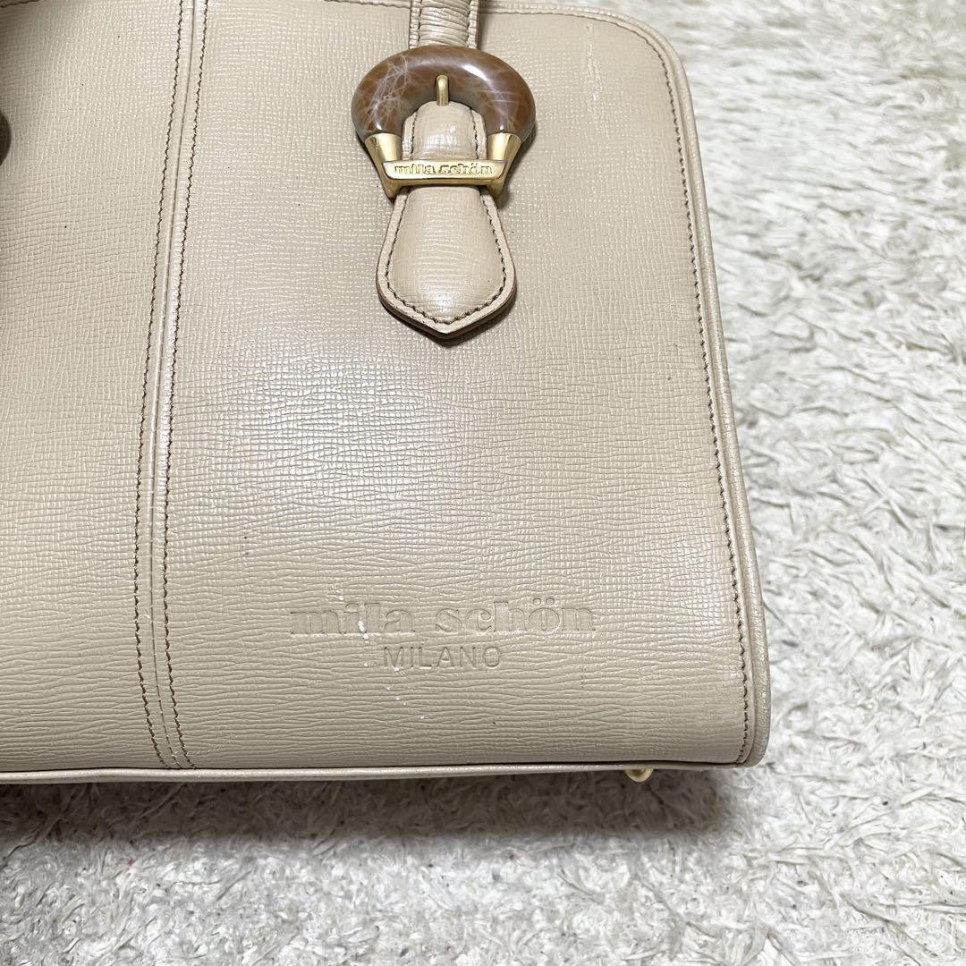 【美品】ミラショーン　ハンドバッグ　ベージュ　自立型　0483 美品】ミラショーン ハンドバッグ ベージュ 自立型 0483 - メルカリ