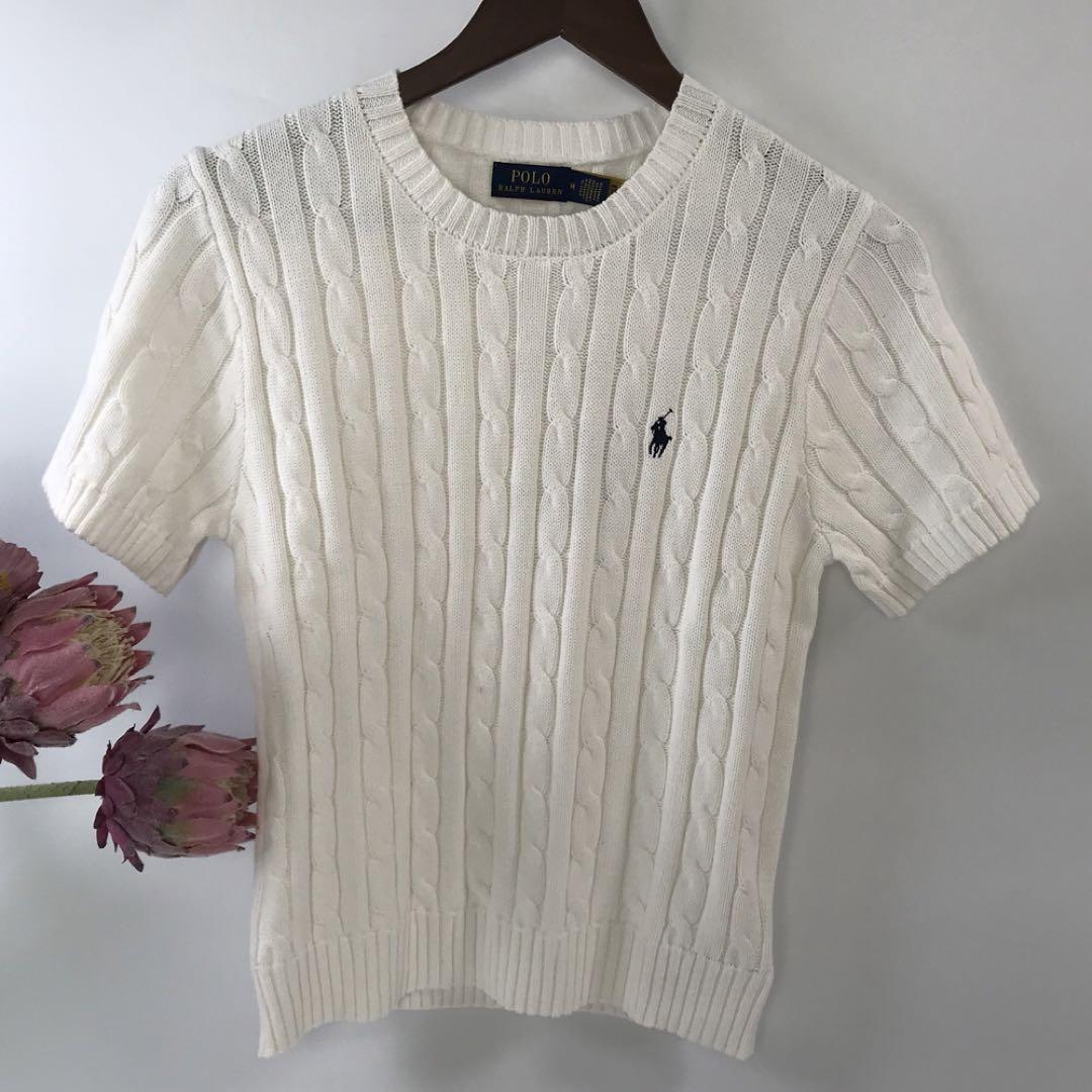 POLOポロラルフローレン ケーブルニット コットン サマーニット半袖セーター