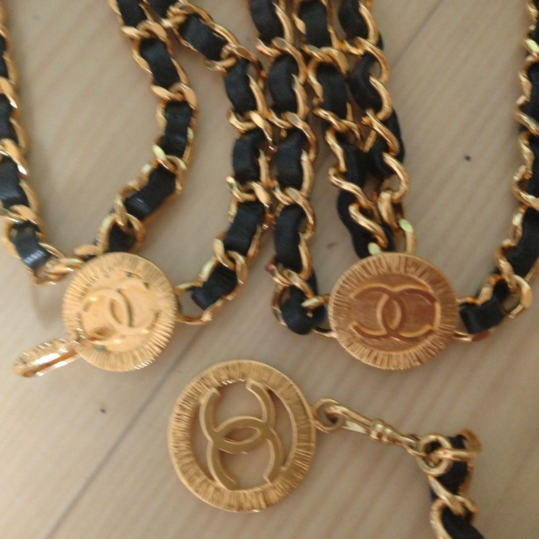 CHANEL ゴールド ブラック チェーンベルト