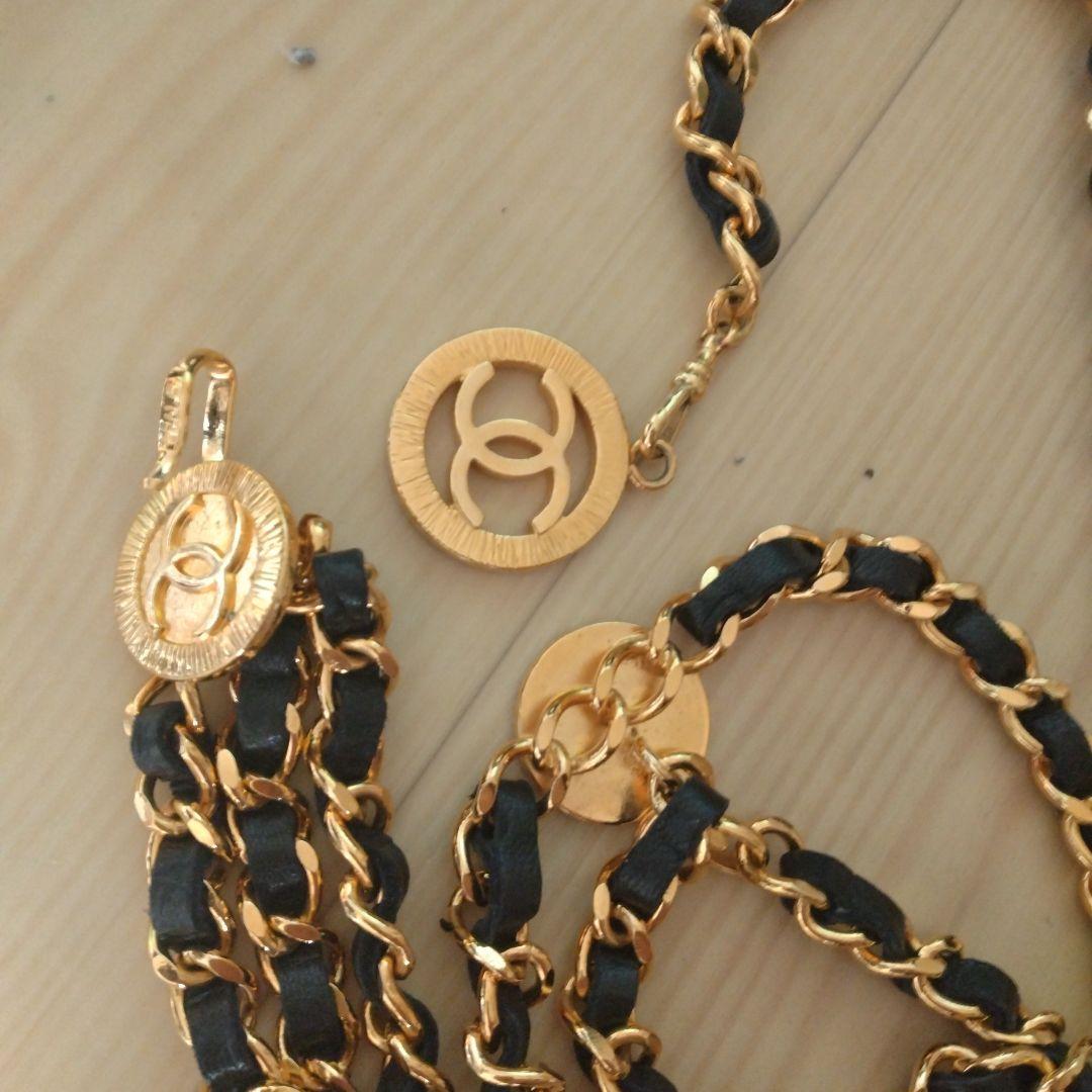 CHANEL ゴールド ブラック チェーンベルト