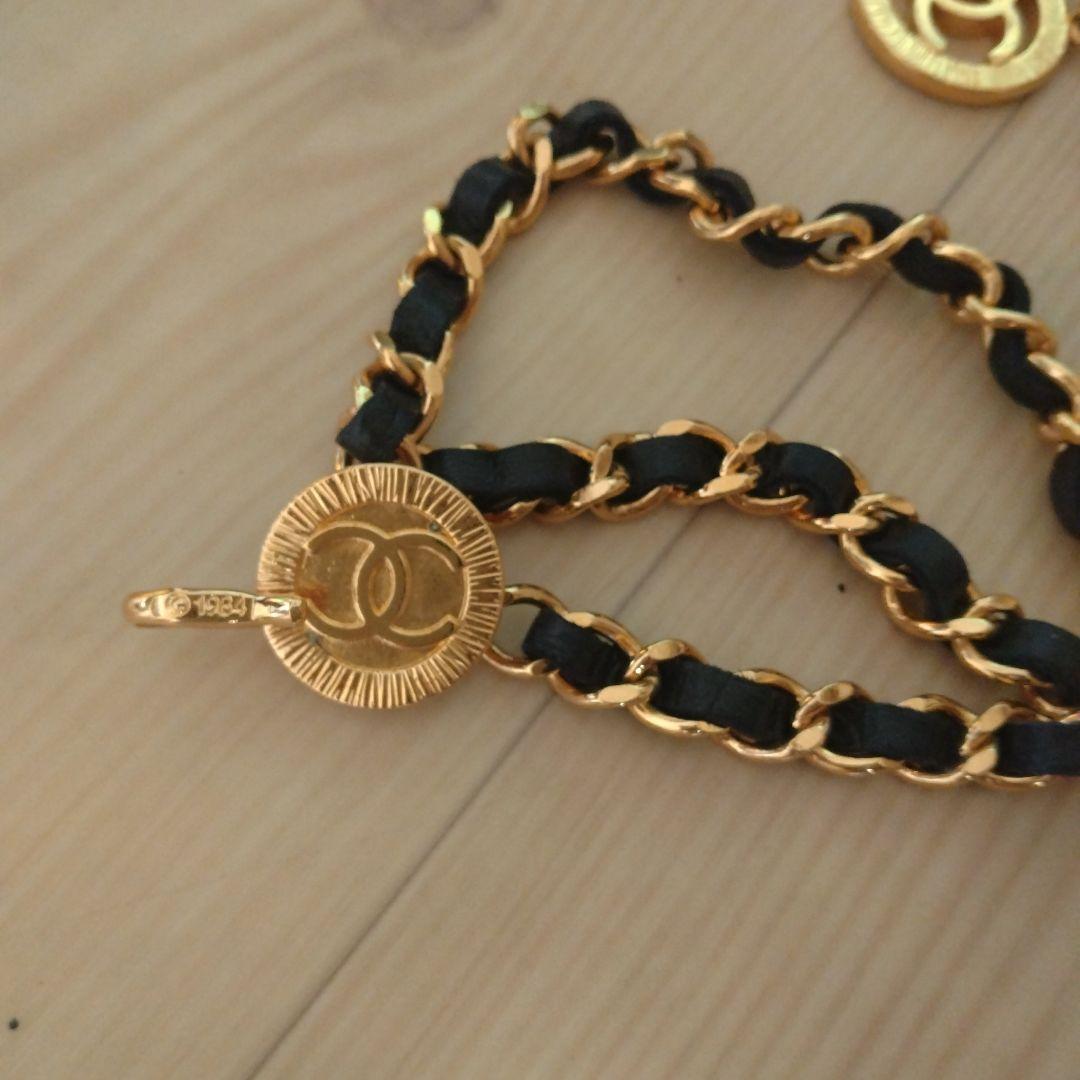 CHANEL ゴールド ブラック チェーンベルト
