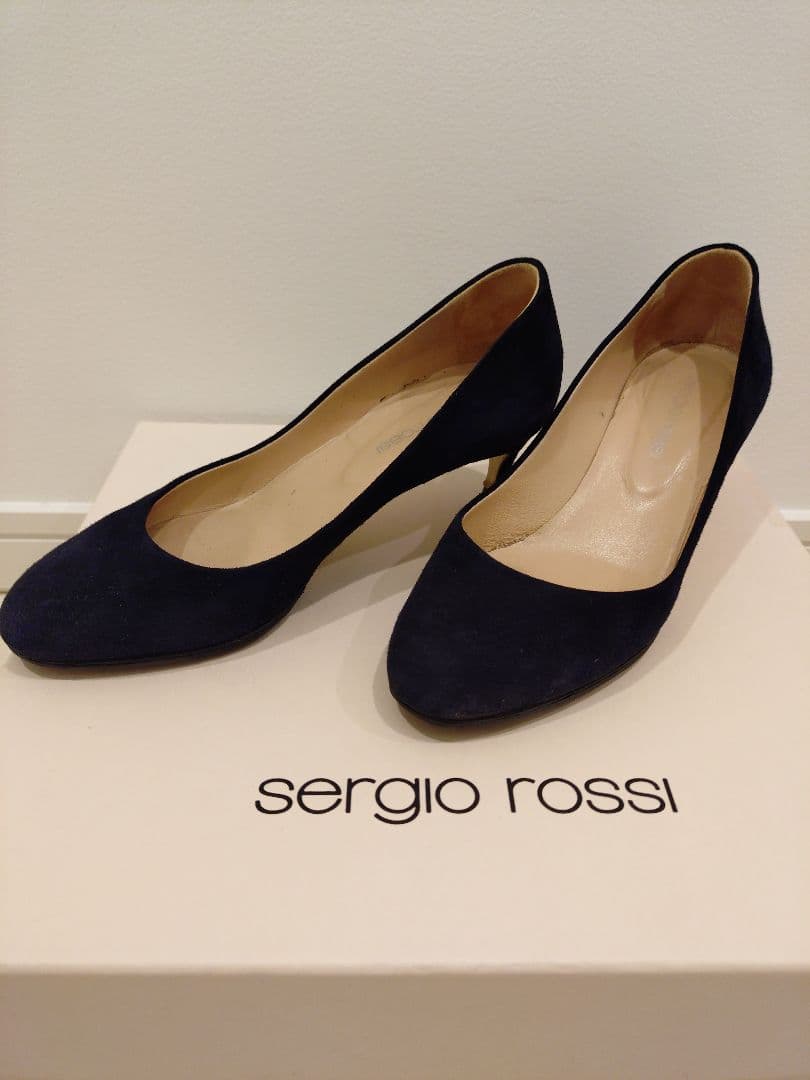 ★美品★sergio rossi★ ネイビー スエード パンプス 34