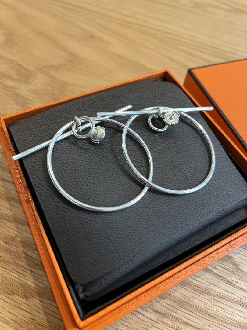 HERMES シルバー ループピアス