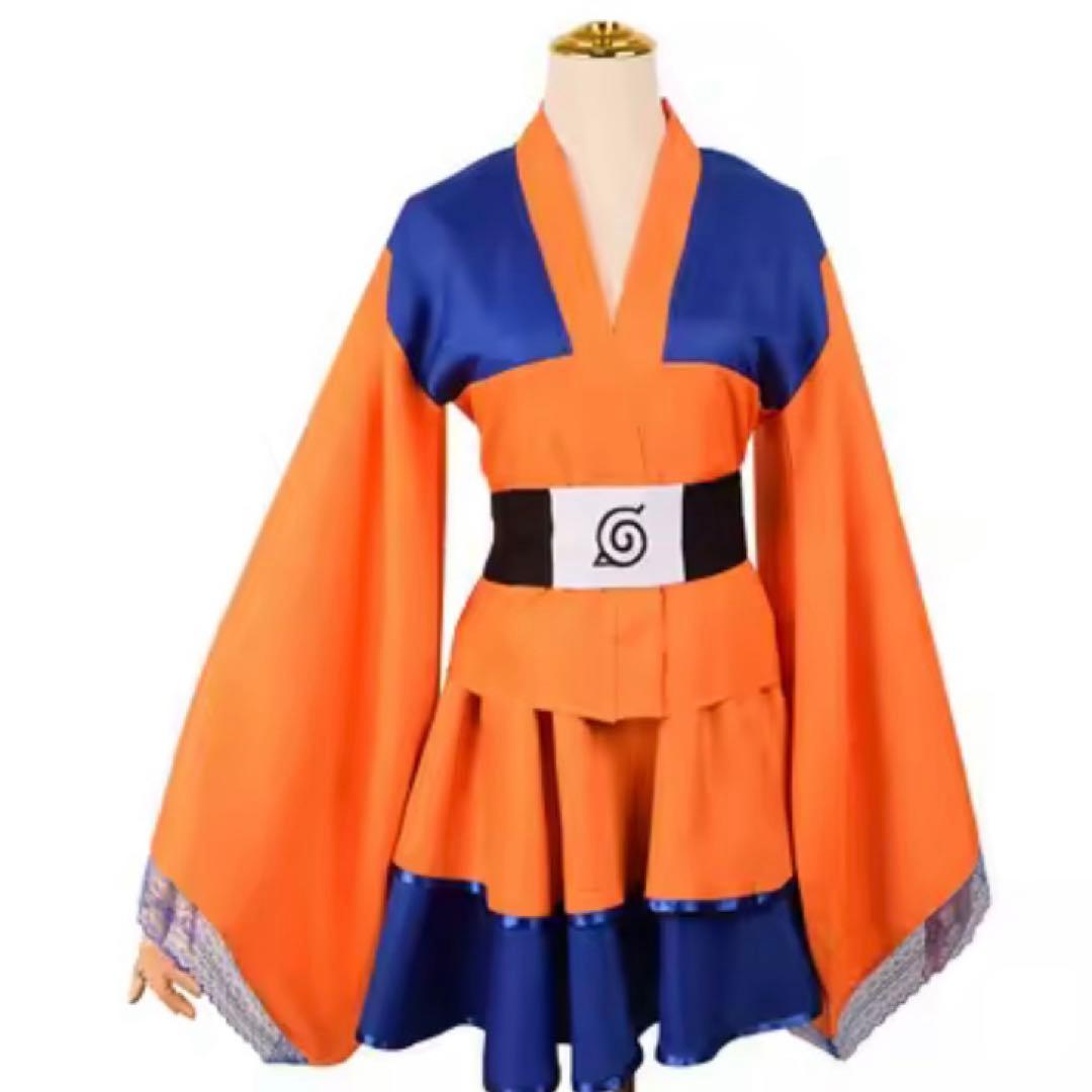 NARTO ナルト 浴衣 コスプレ オレンジ浴衣 ミニ丈浴衣 ミニ浴衣 お祭り