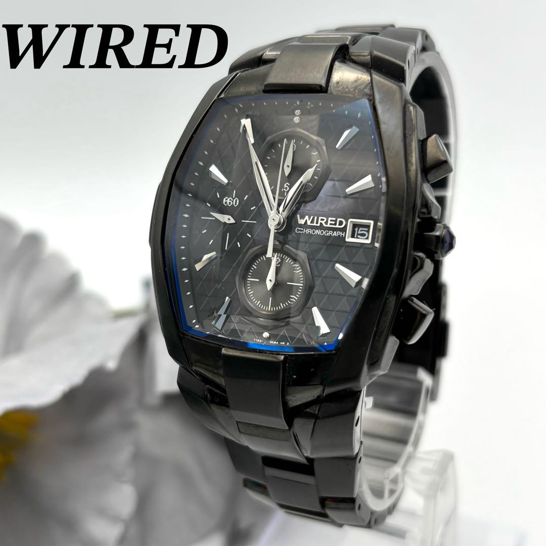 【稼働】SEIKO ワイアード クロノグラフ デイト メンズ クォーツ 黒