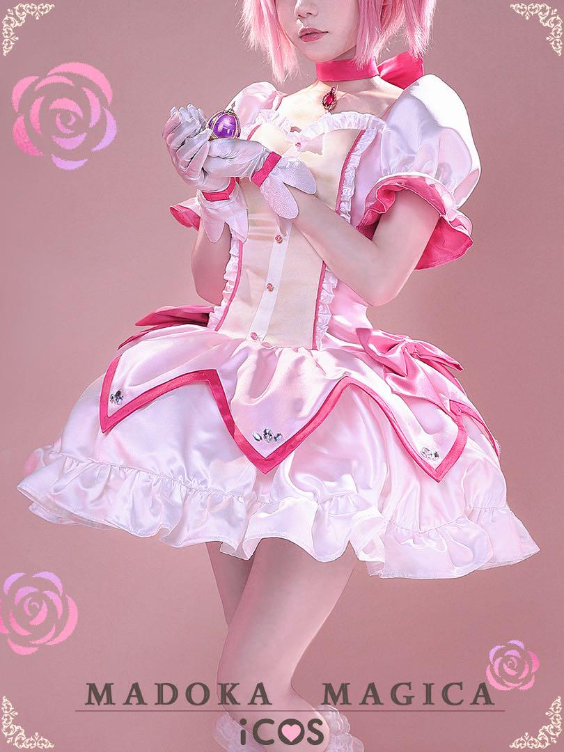 ICOS　魔法少女まどか☆マギカ　コスプレ　鹿目まどか　衣装＋セット済みウィッグ