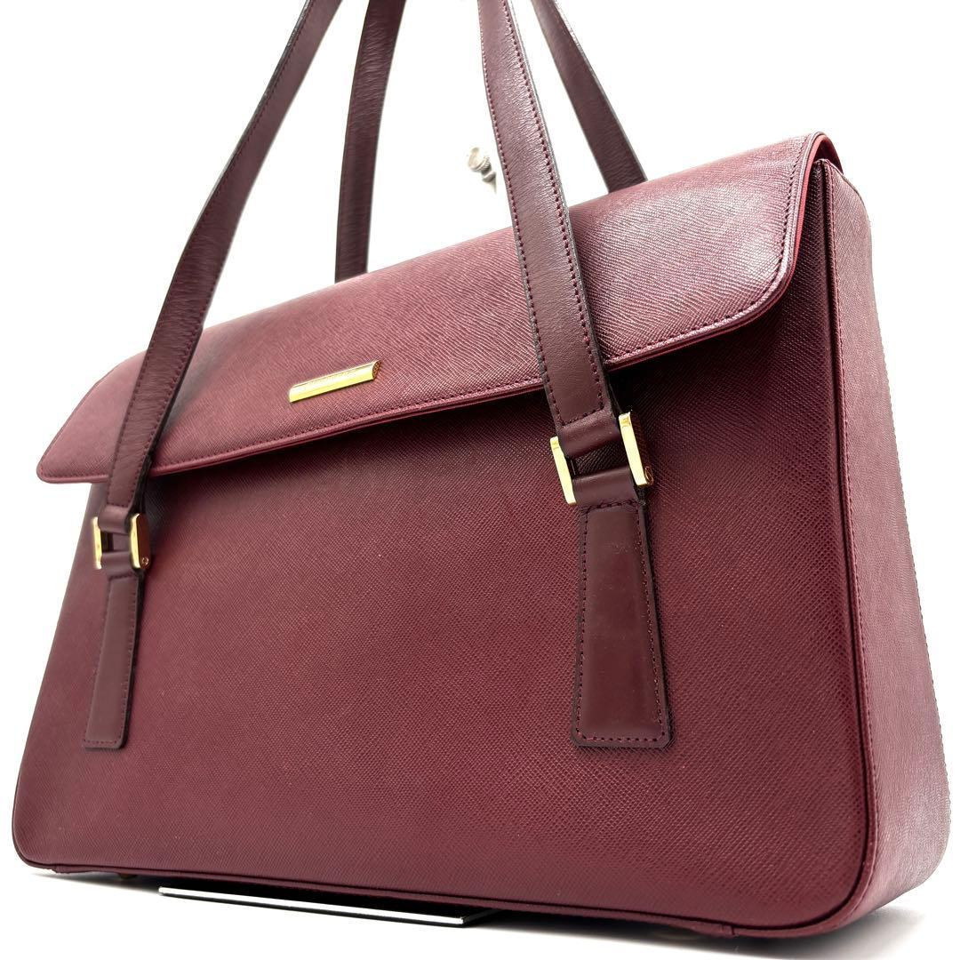 未使用に近い バーバリー トートバッグ ノバチェック 肩掛け A4可 ボルドー