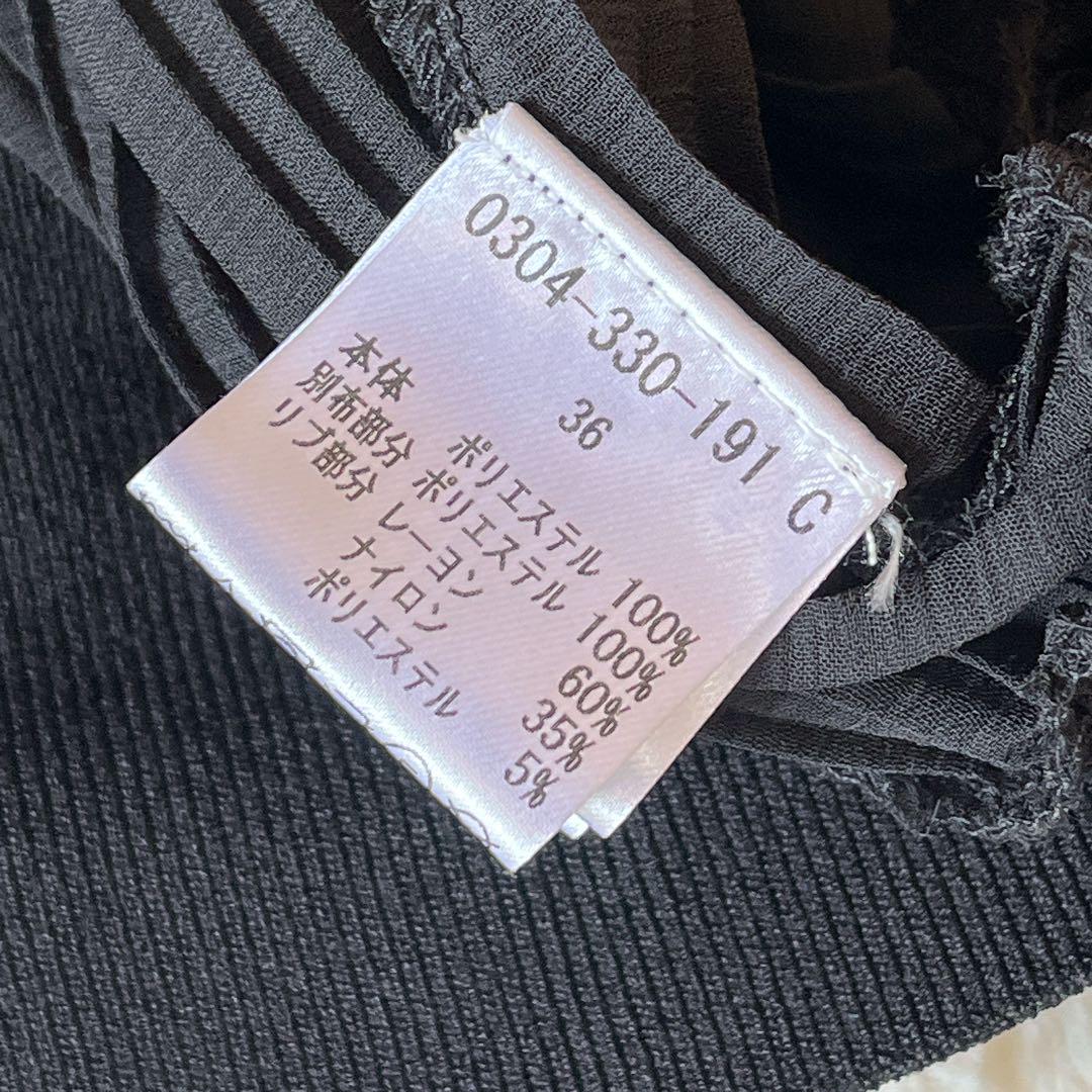 [超美品]Sov.ソブ シフォンプリーツブラウス リボン 黒 36