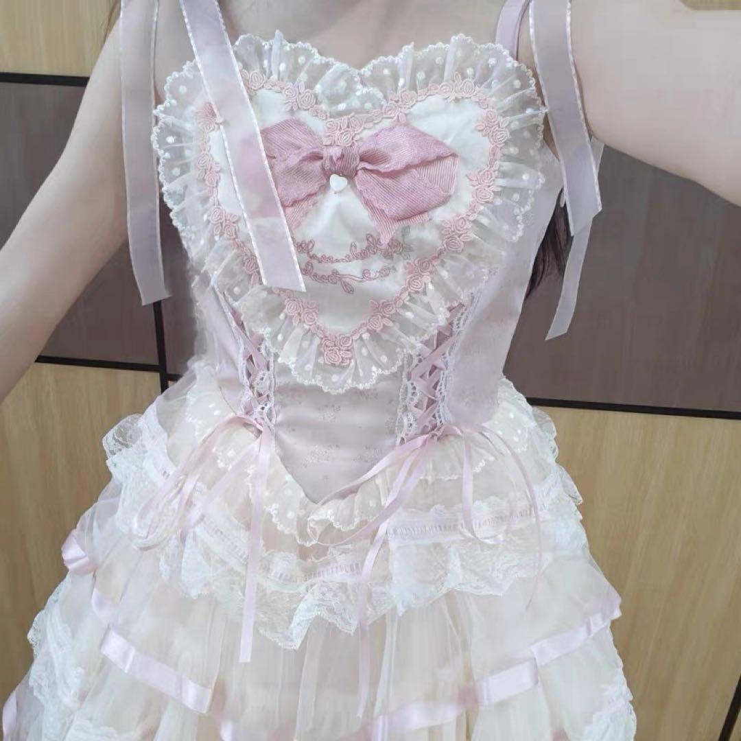 ロリータドレスお嬢様 めめしい かわいい メイド衣装 可愛いドレス 仮装　ピンク