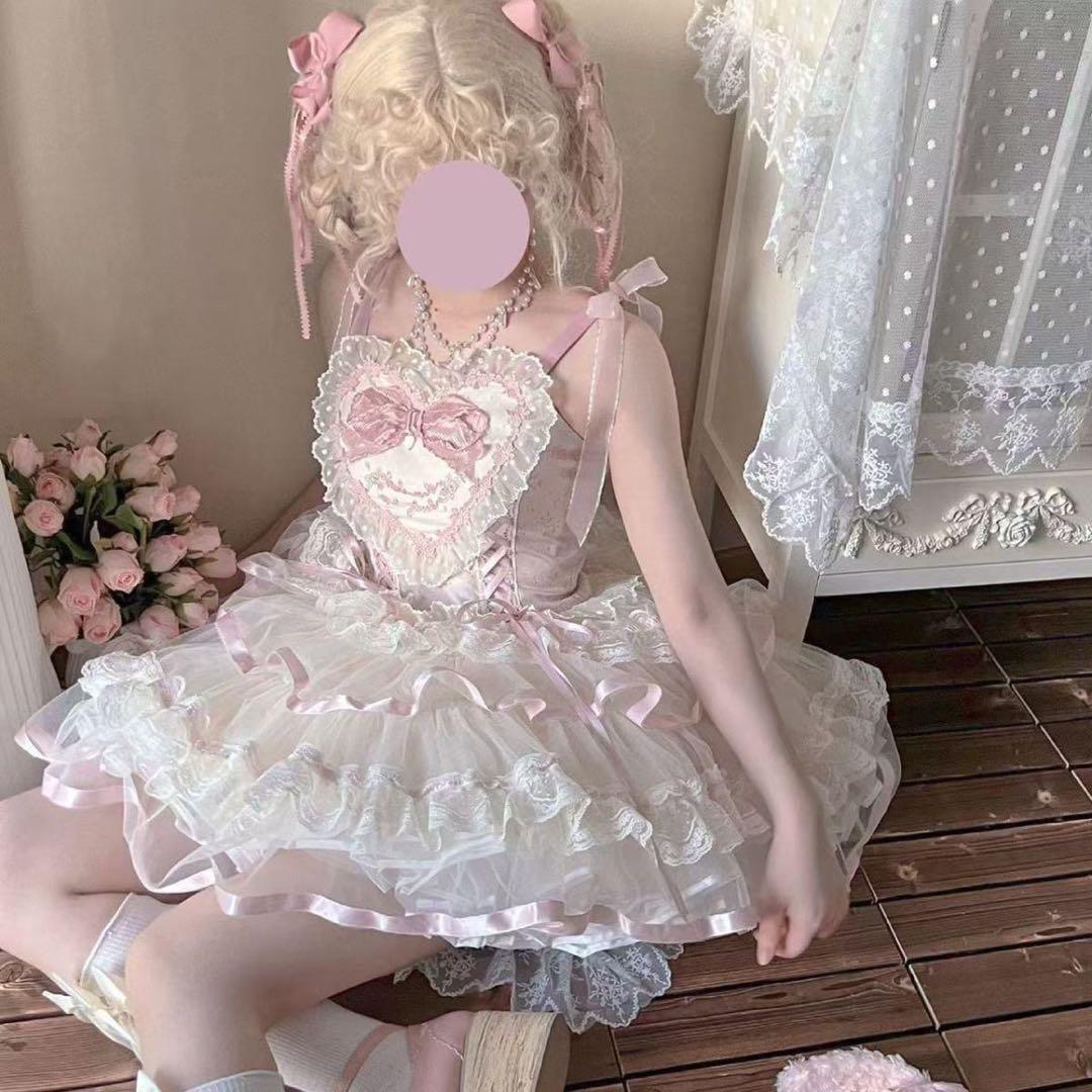 ロリータドレスお嬢様 めめしい かわいい メイド衣装 可愛いドレス 仮装　ピンク