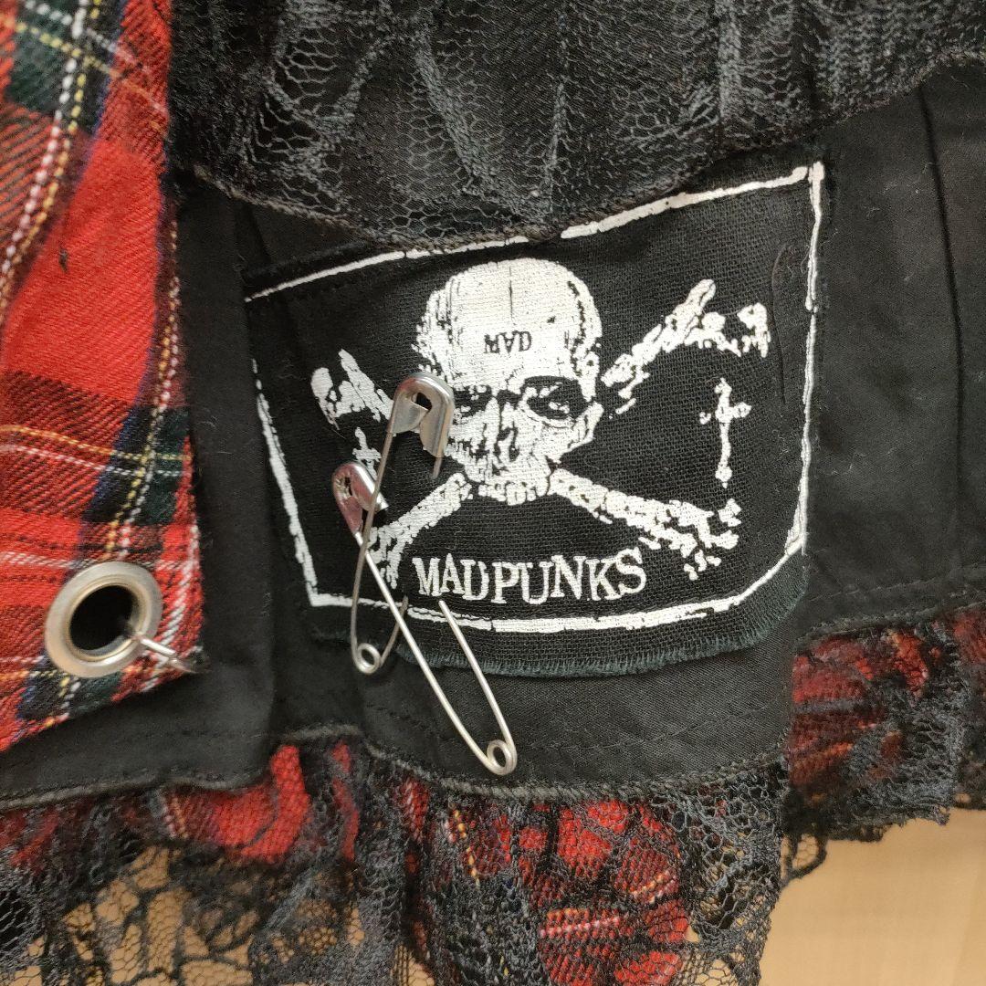 MAD PUNKS フレアスカート 黒赤チェック M