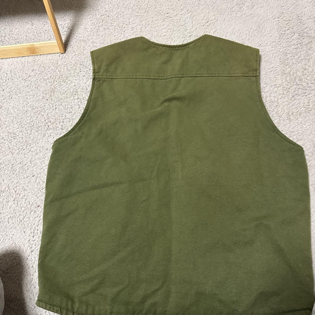 XLARGE オリーブ色 ジップアップベスト XL