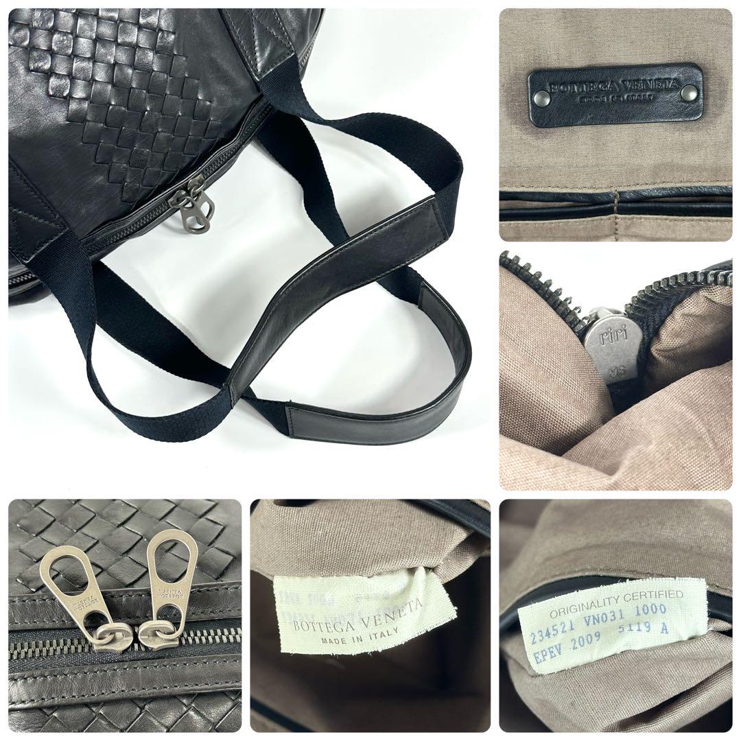 極美品 Bottega Veneta イントレチャート ボストンバッグ レザー黒
