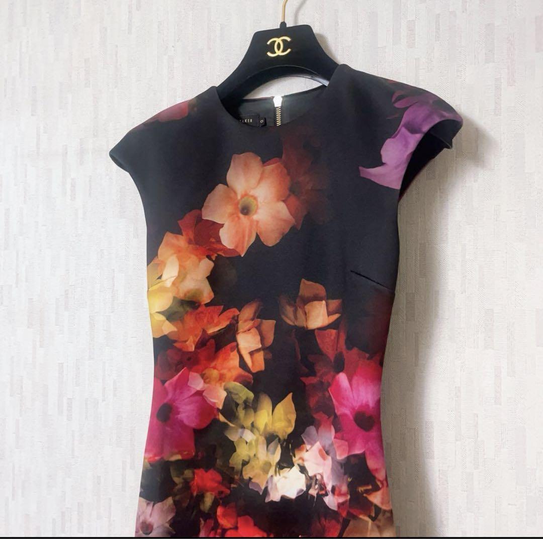 美品】TED BAKER LONDON 花柄 ロングワンピース ノースリーブ