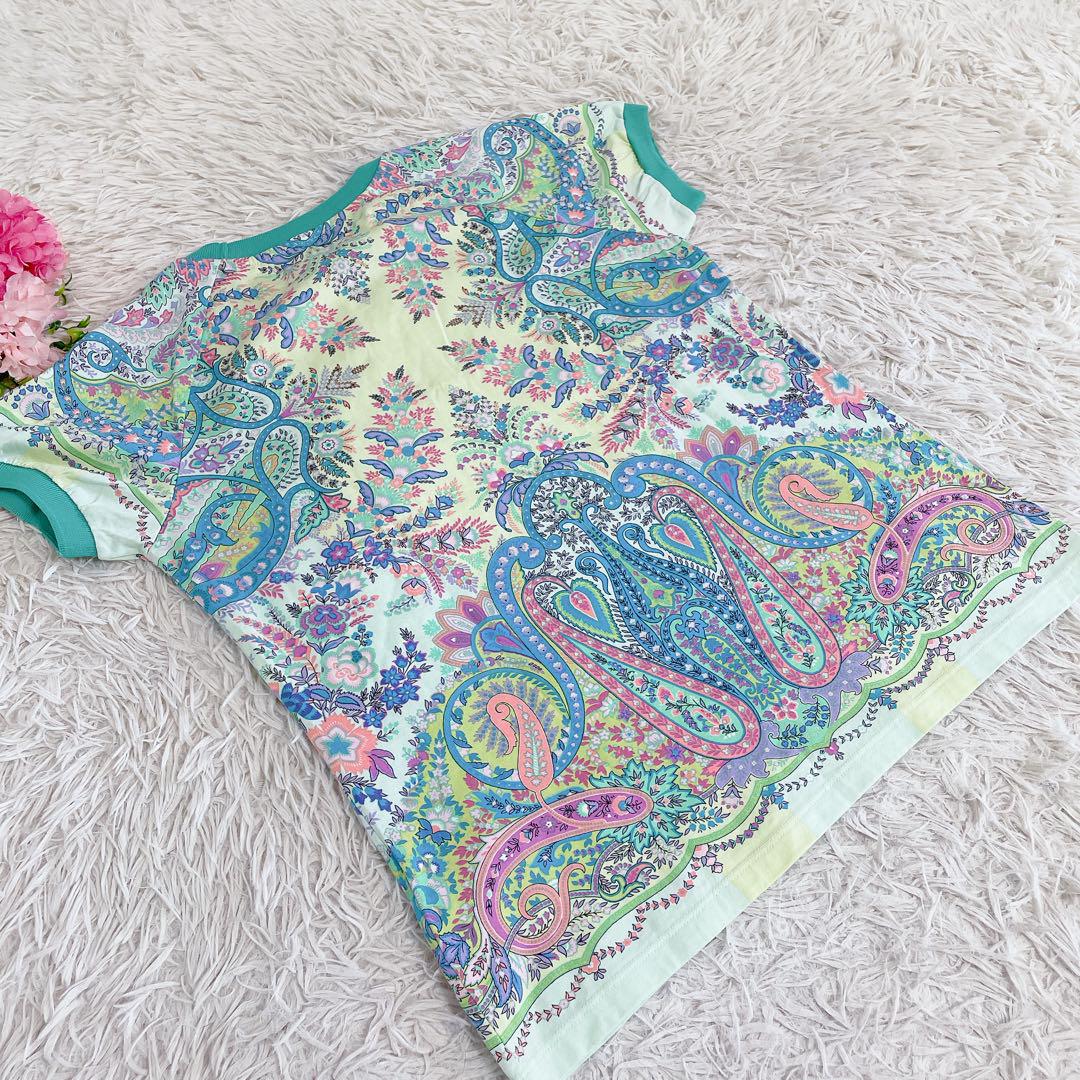美品　エトロ　ペイズリー柄　半袖Tシャツ 鮮やか配色　大きいサイズ44