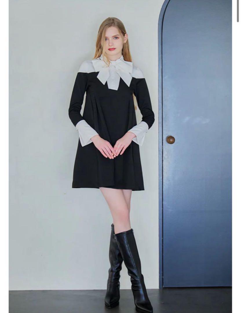 Bicolor ribbon short dress riu Rちゃん　未使用