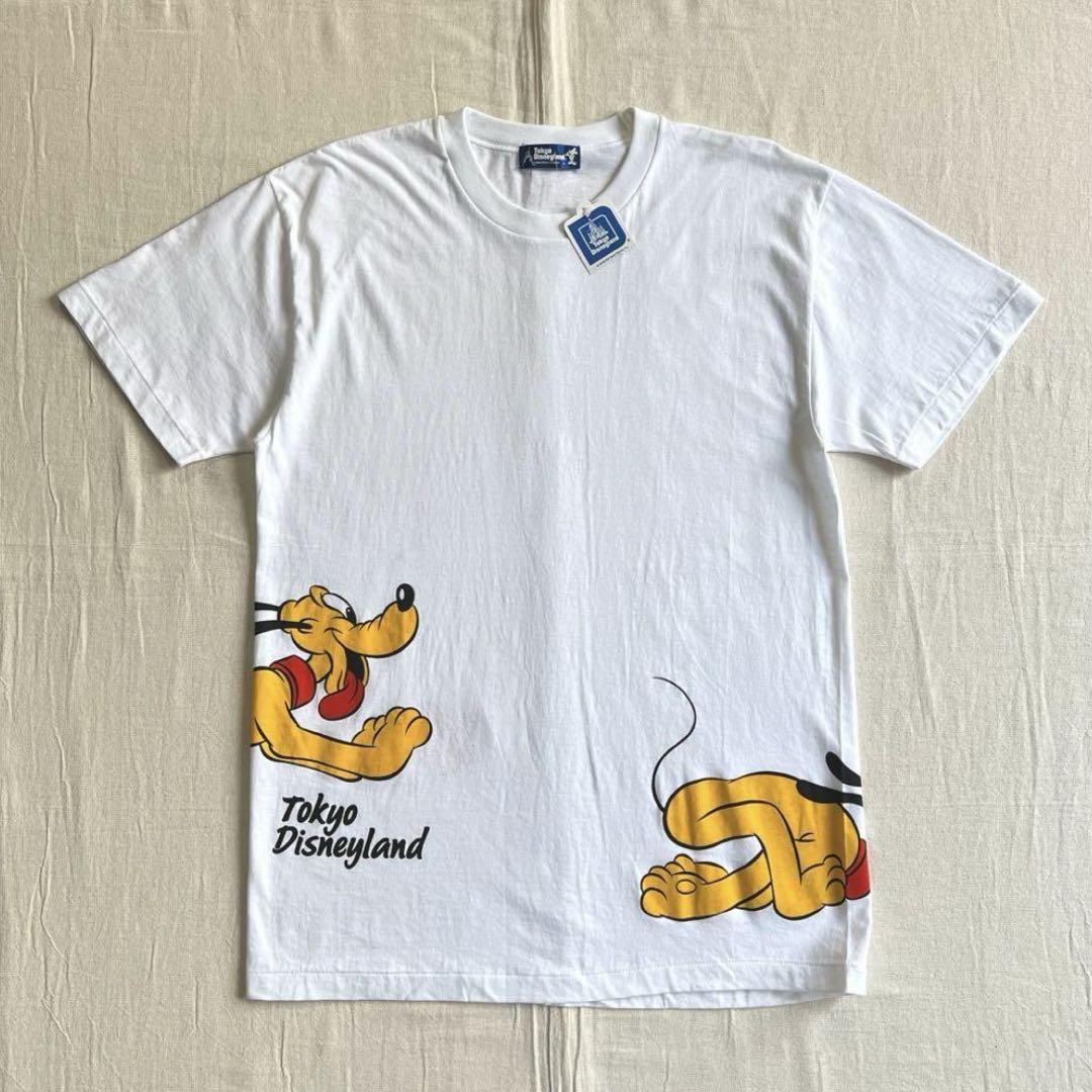 90s　dead stock　Disney　プルート　両面サイドロゴプリント白T