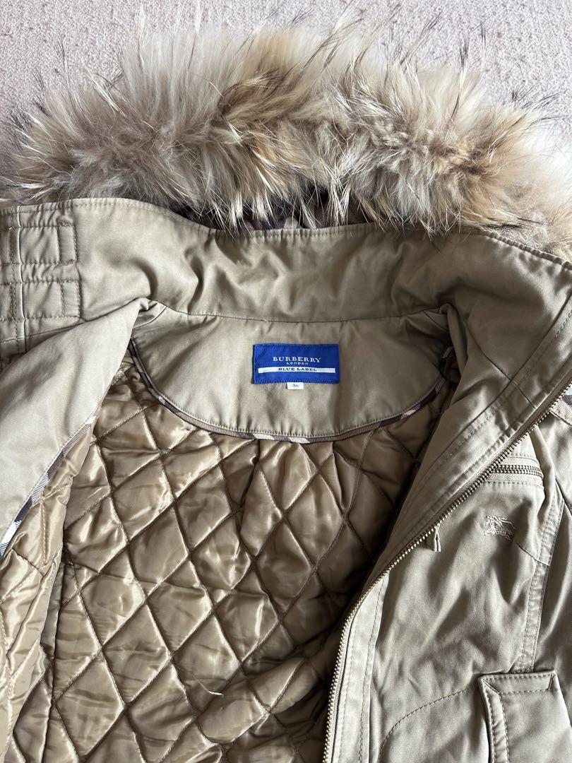 バーバリーブルーレーベル BURBERRY BLUE LABEL 毛皮（タヌキ）ファー コート 裏地チェック 38サイズ ベージュ レディース  F-L6117 : f-l6117 : TRIVANDRUM - 通販 - Yahoo!ショッピング