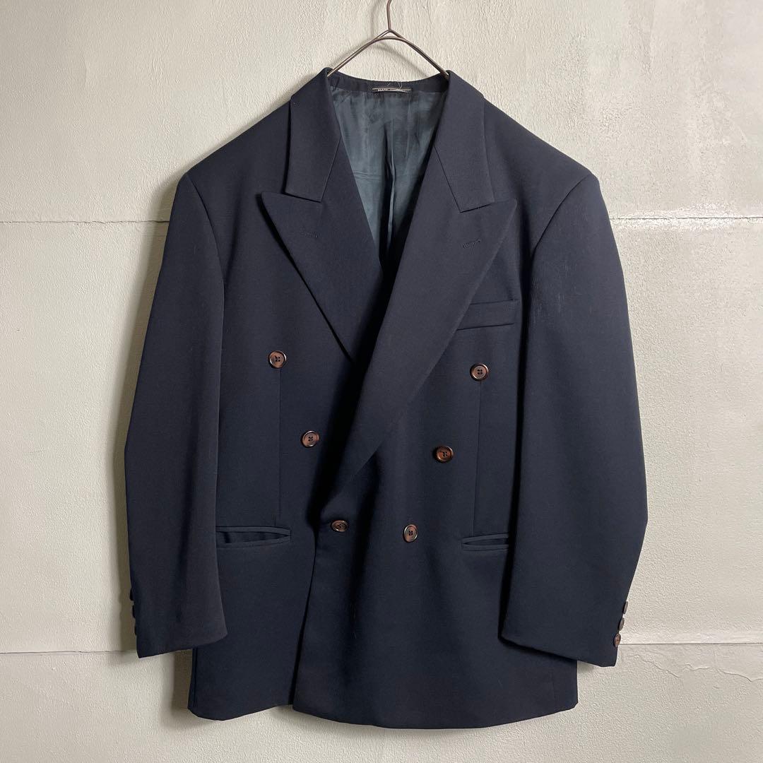 ITALY製 80s 90s テーラード 紺ブレ ダブル ギャバジン C944 セール