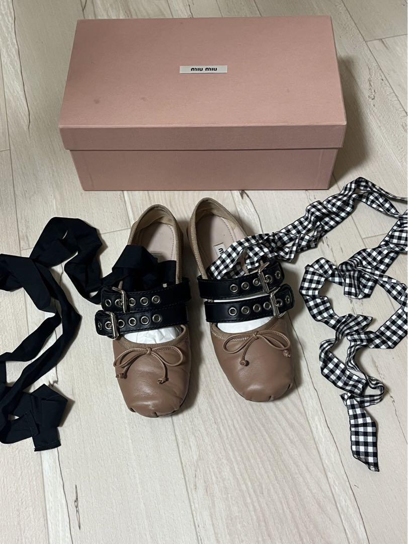 [MIUMIU] ミュウミュウ ナッパレザー バレリーナ ミュウミュウ MIU MIU ナッパレザー バレリーナ