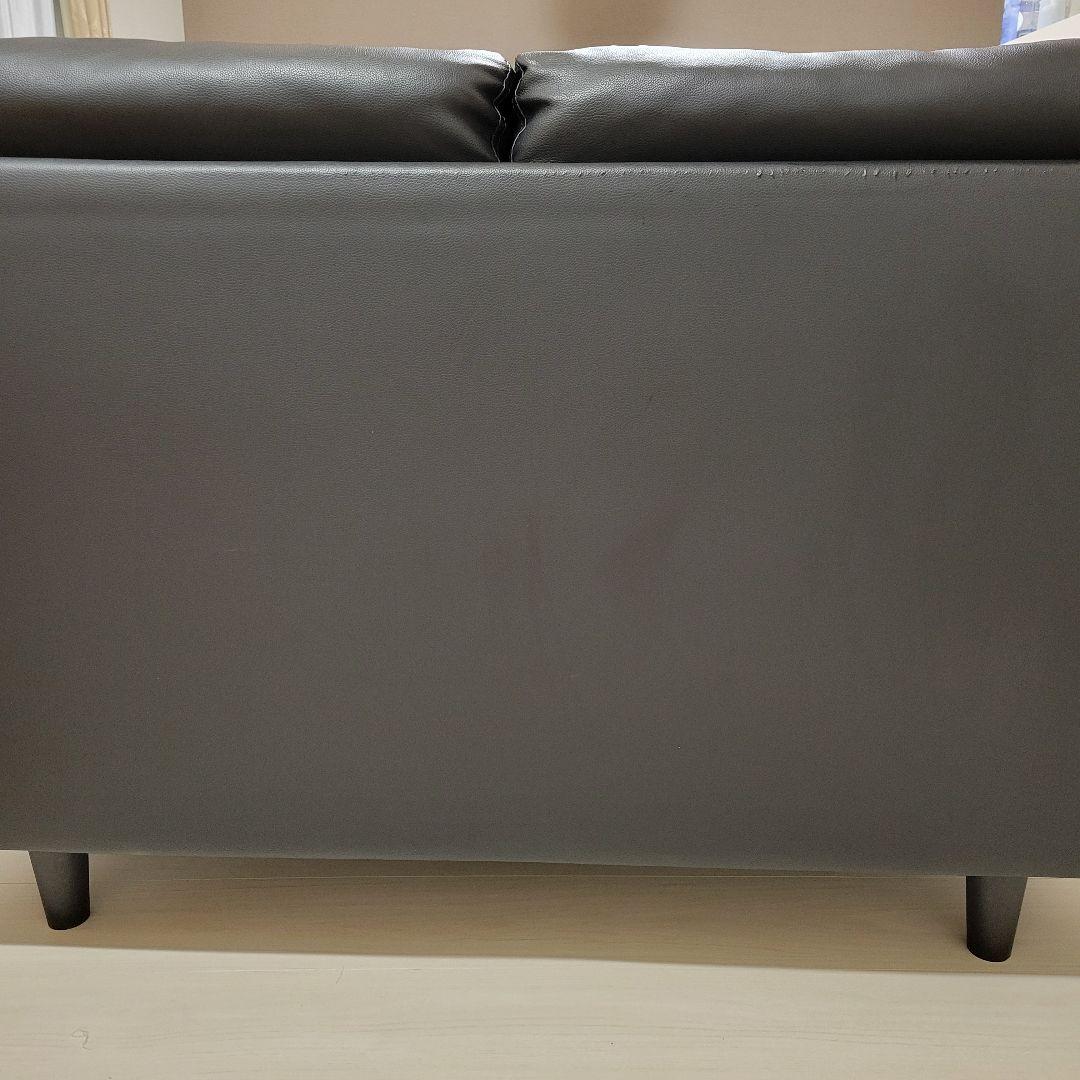 合成皮革 2人用ソファ( MK02KD Nシールド BK)　ブラック