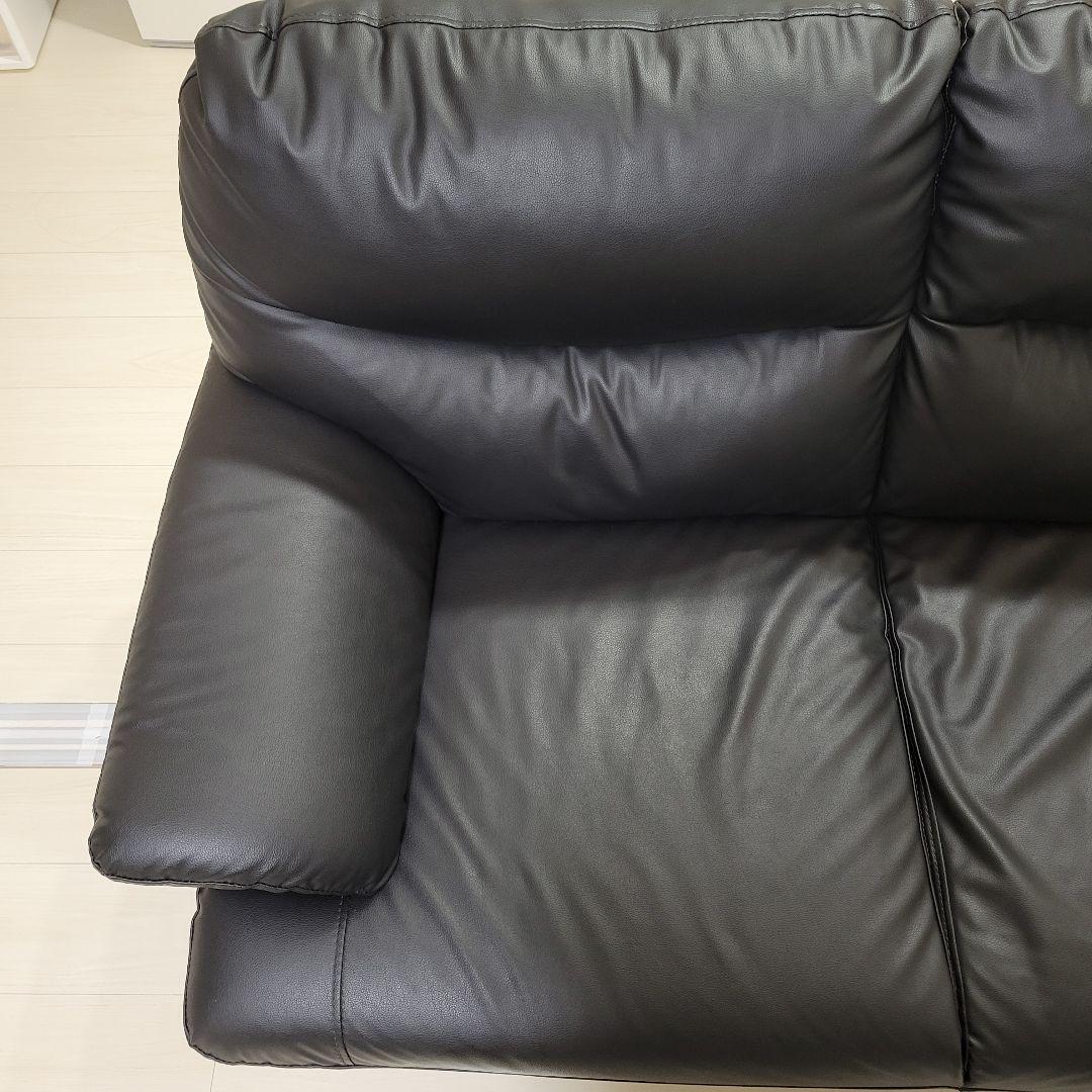 合成皮革 2人用ソファ( MK02KD Nシールド BK)　ブラック