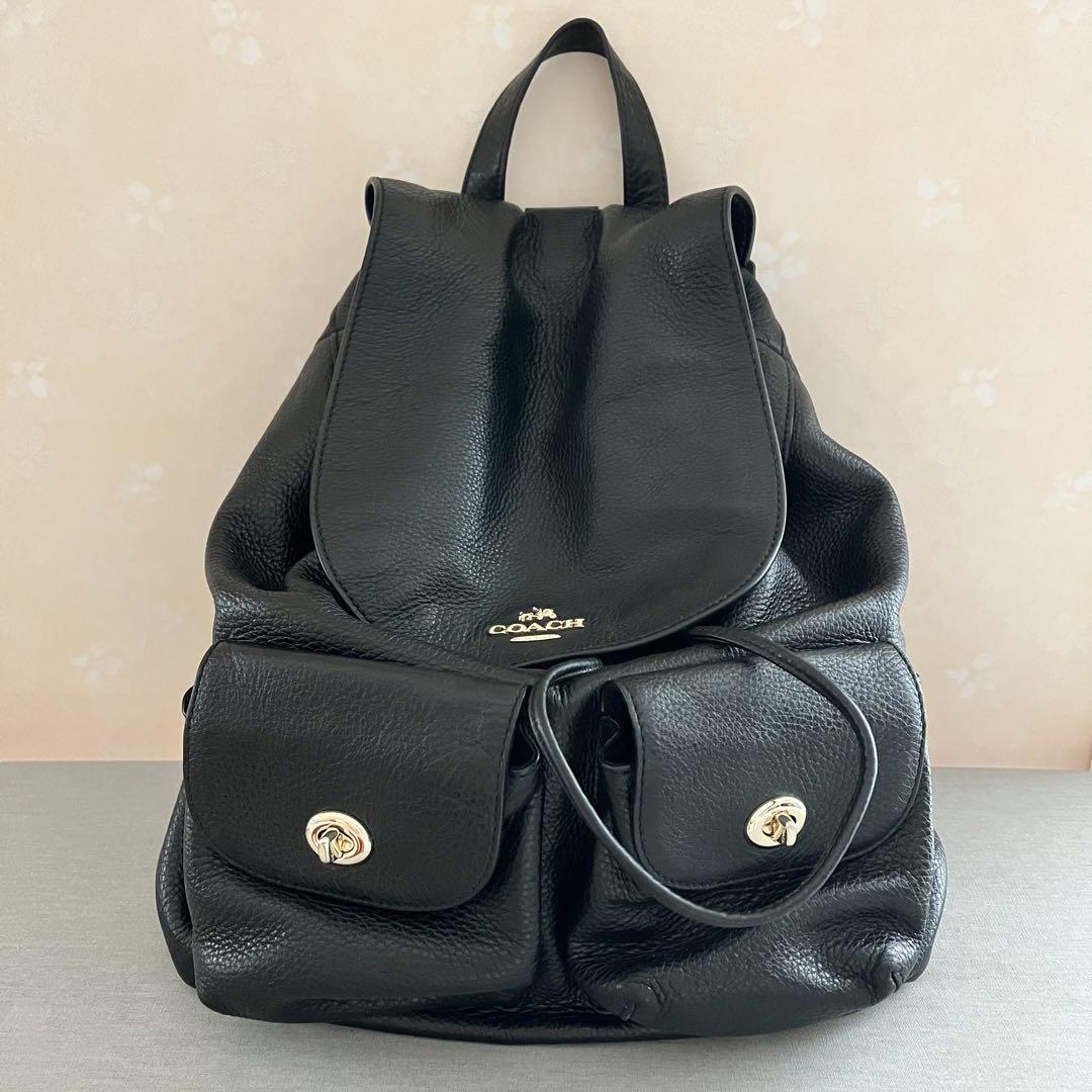 COACH コーチ　レザー　リュック　ブラック