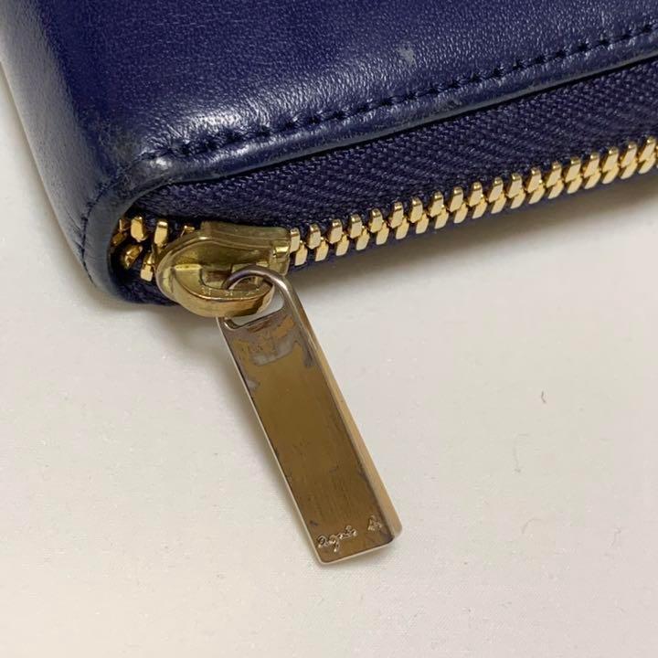 agnesb voyage 長財布 レザー ネイビー