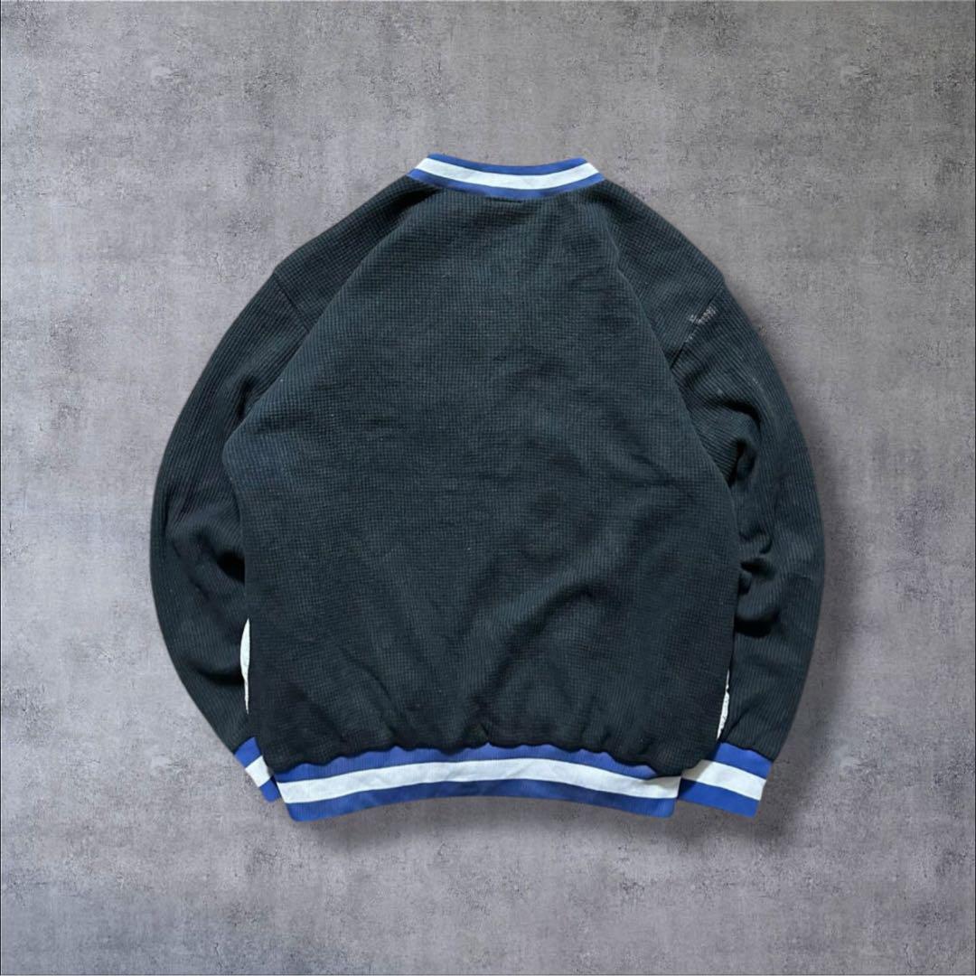 RUSSELL ATHLETICワッフルVネックブラックプルオーバーリブ/K30