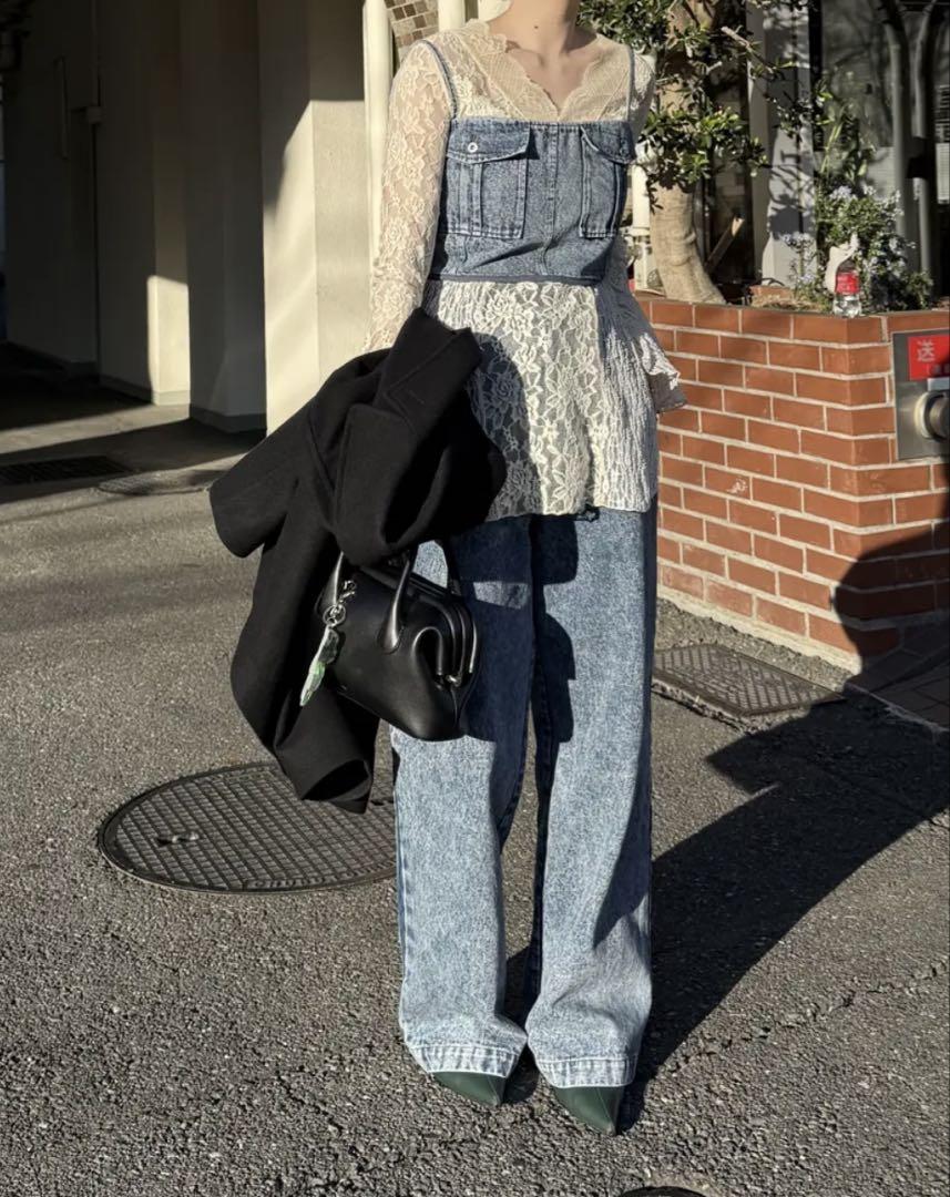 ameri vintage BUSTIER DENIM SET ROMPERSセットアップ