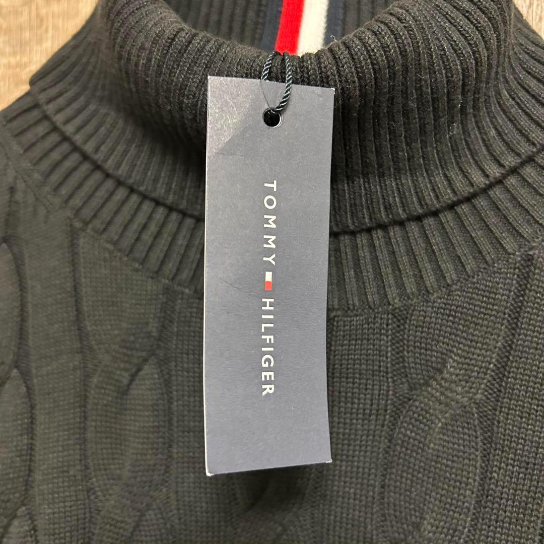 【新品】TOMMY HILFIGER ケーブルニット　タートルネック　S　黒