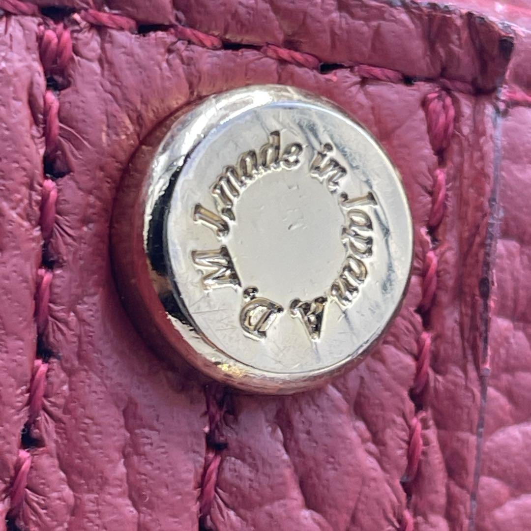 【美品】A.D.M.J シュリンク型 レッド レザー 肩掛け A4ハンドバッグ 【美品】A.D.M.J シュリンク型 レッド レザー 肩掛け A4ハンドバッグ