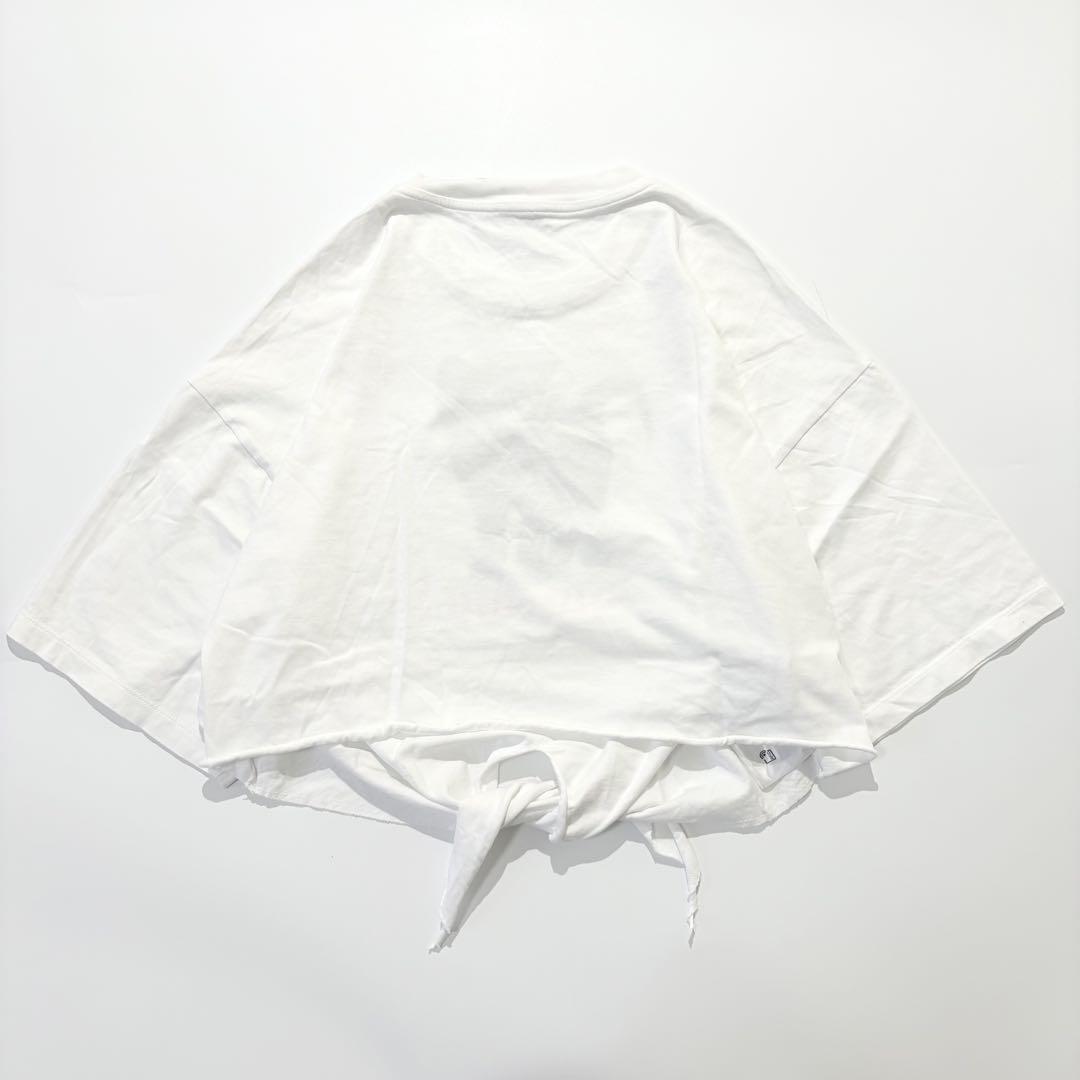 【極美品】MIU MIU Ｔシャツ カットソー 半袖 クロップド 黒猫 ロゴ S