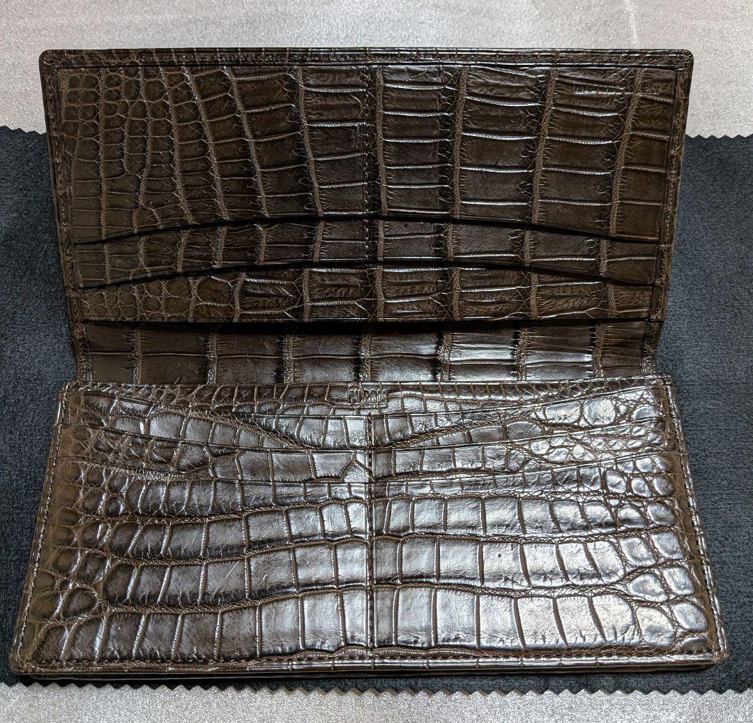 キプリス　マットクロコダイルレザー 長財布 チョコ