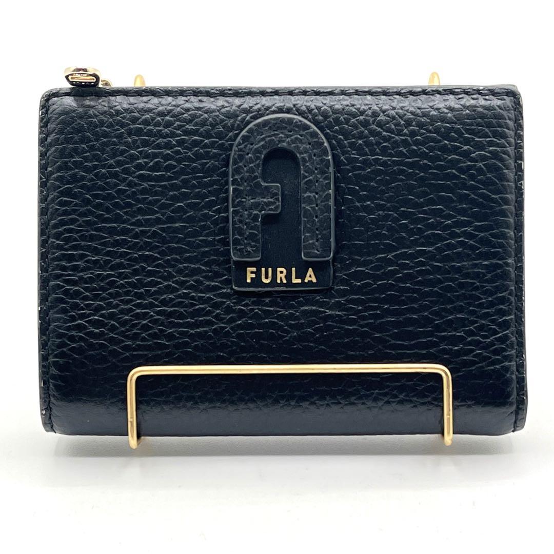 ✨現行ロゴ極美品✨【フルラ】折り財布　ダフネ　ブラック　コンパクトウォレット