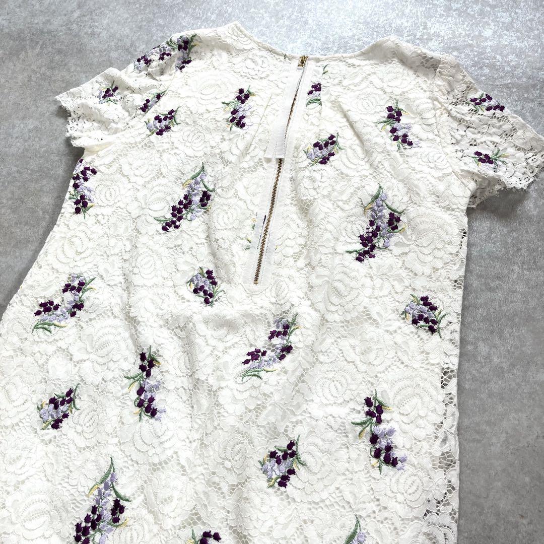 美品 ローズティアラ ワンピース 刺繍 花柄 大きいサイズ42