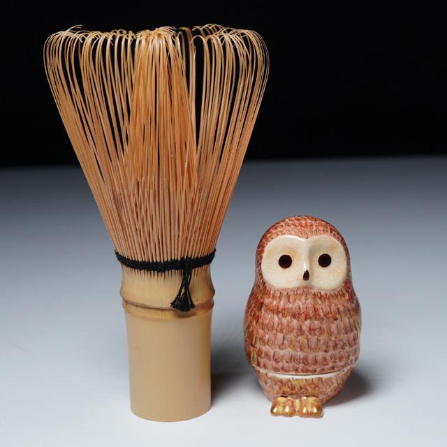中村秋峰　ふくろう香合　共箱　茶道具　京焼　炉用　陶器