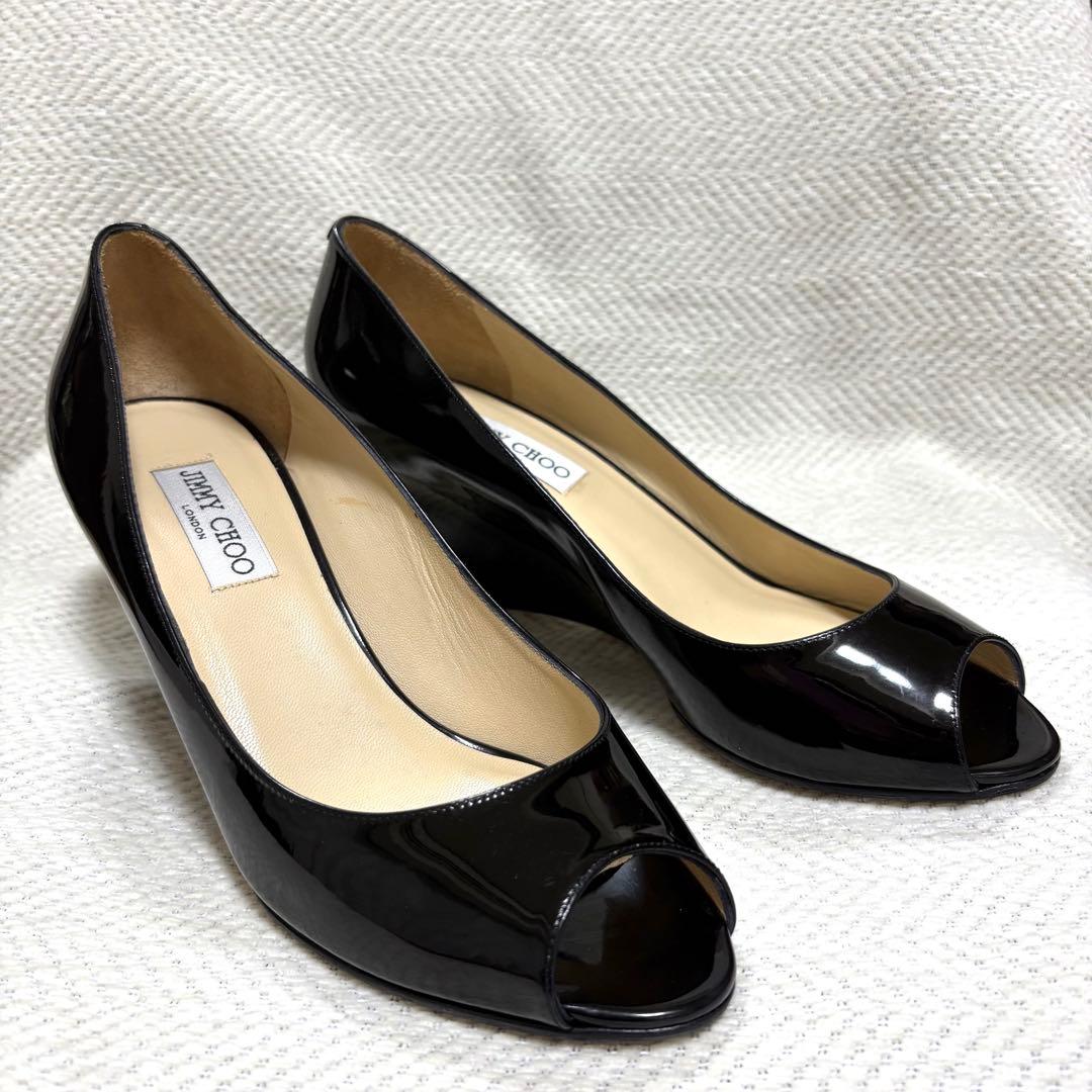 未使用保管品 JIMMY CHOO オープントゥ ウェッジソール パンプス 40