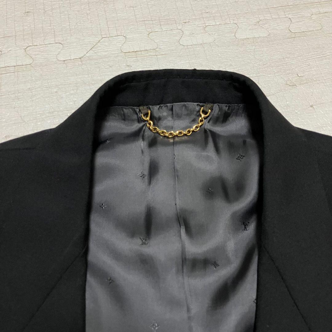 極美品　ルイヴィトン　セットアップスーツ　黒　無地　チェーン 2XL　 56